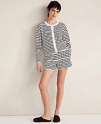 Ann Taylor Haven Well Within Cotton Stripe Sweater Shorts White Women's