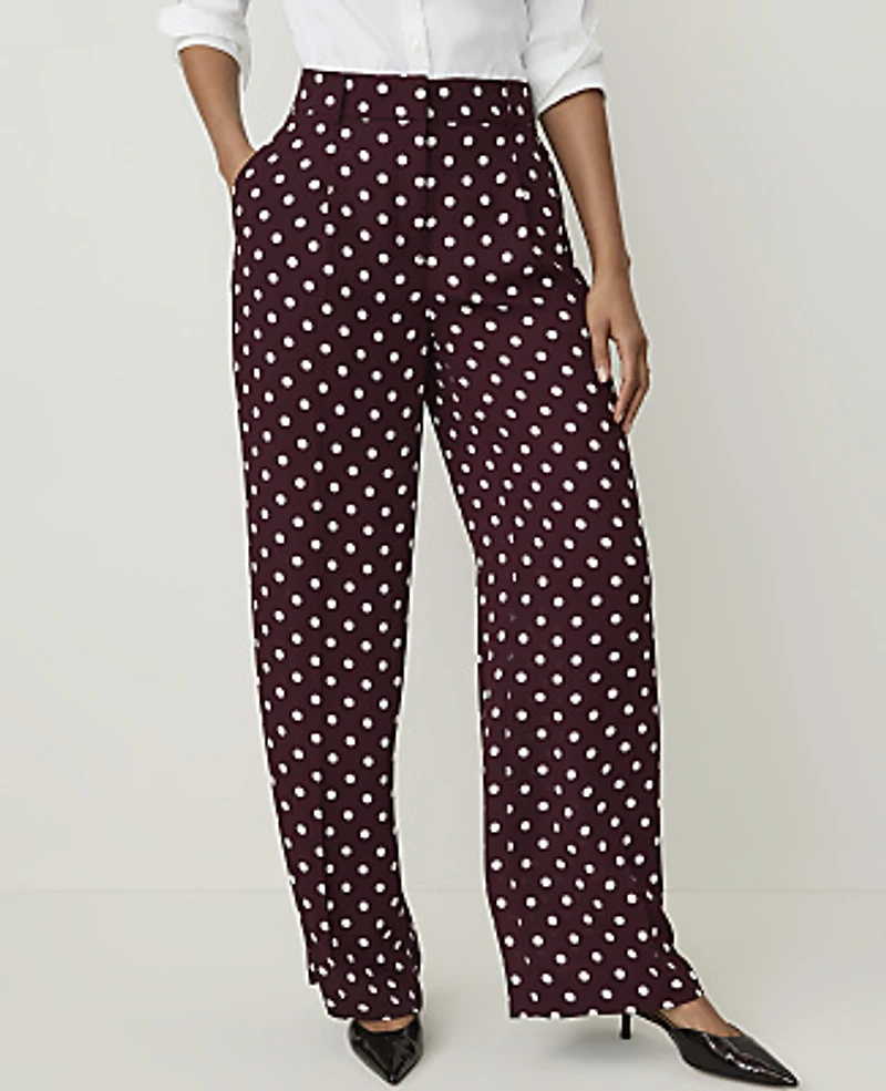 Ann Taylor The Polka Dot Pleated Wide-Leg Pant Purest Plum Women's