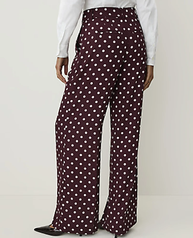 Ann Taylor The Polka Dot Pleated Wide-Leg Pant Purest Plum Women's