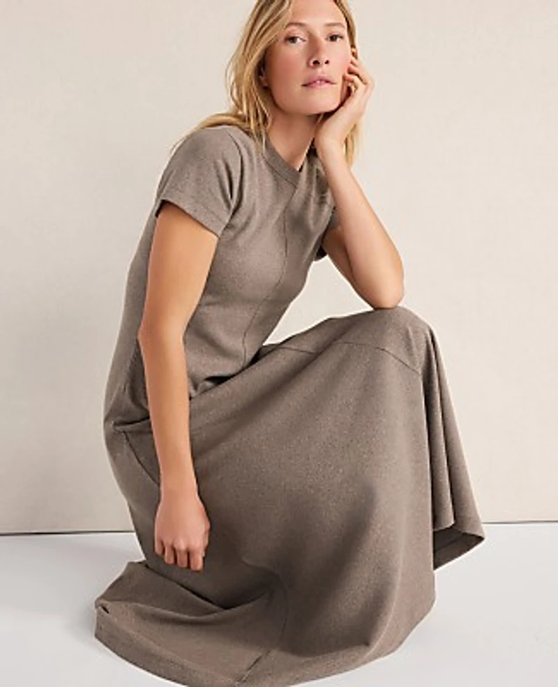 Ann Taylor Haven Well Within Organic Cotton Rib Knit Maxi Dress Brown Women's