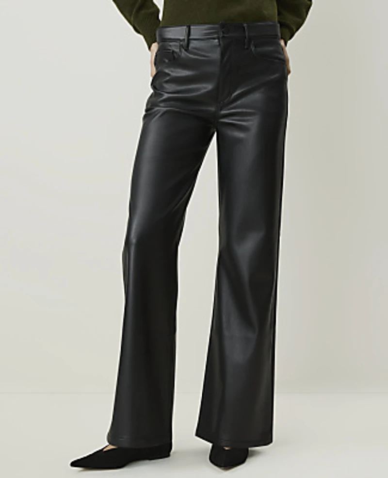 Ann Taylor The Wide-Leg Pant Faux Leather Black Women's