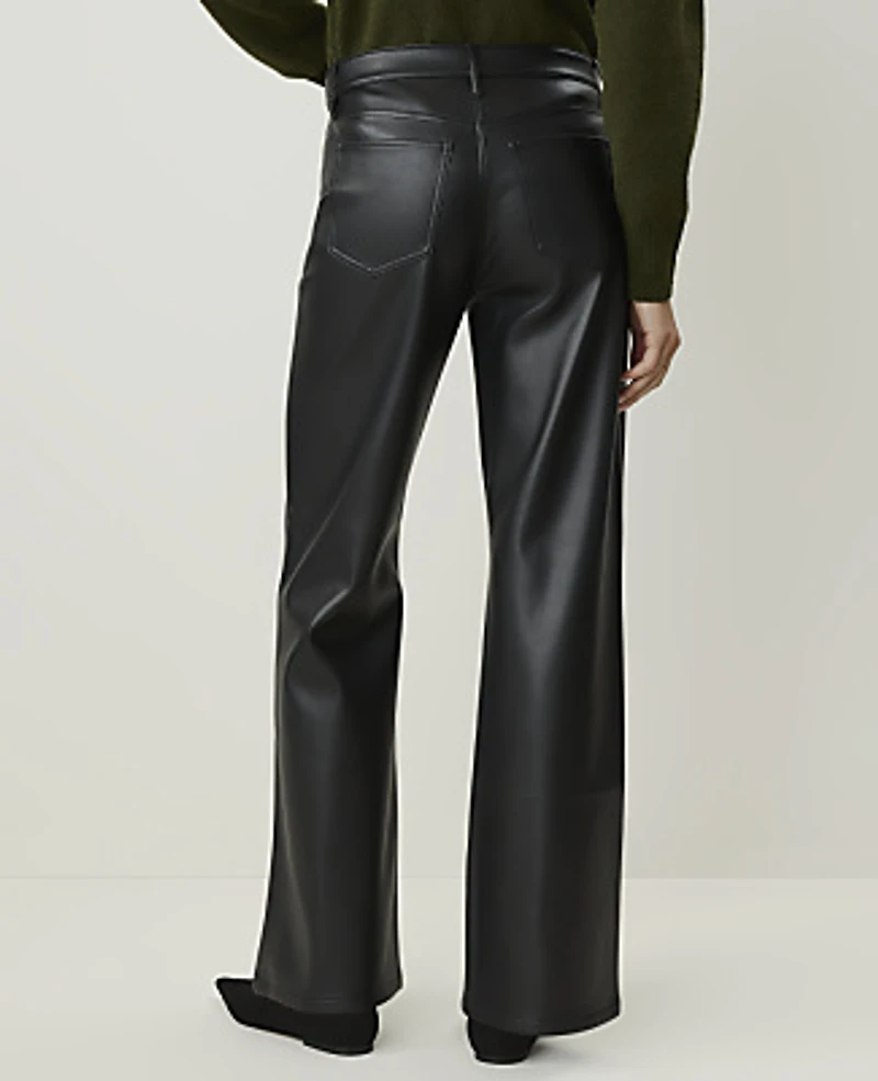 Ann Taylor The Wide-Leg Pant Faux Leather Black Women's