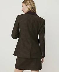 Ann Taylor Petite Weekend Crosby Blazer Houndstooth Forest Combo Women's