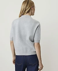 Ann Taylor Petite Weekend Floral Jacquard Mock Neck Sweater T-Shirt Night Sky Women's