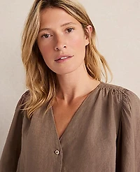 Ann Taylor Haven Well Within Linen V-Neck Blouse Women's