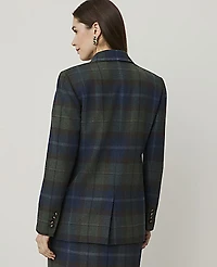 Ann Taylor The Plaid Longline Blazer Olive Women's