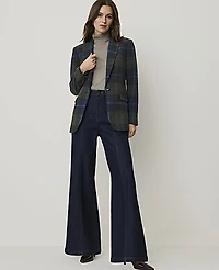 Ann Taylor The Plaid Longline Blazer Olive Women's