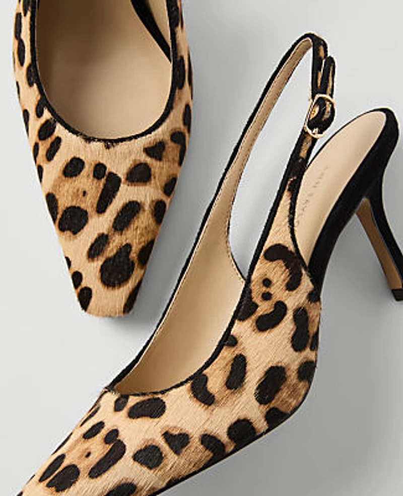 Ann Taylor Haircalf Slingback Pump Brown Multi Women's