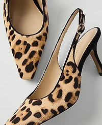 Ann Taylor Haircalf Slingback Pump Brown Multi Women's