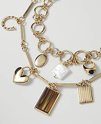 Ann Taylor Layered Charm Necklace Goldtone Women's