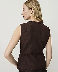 Ann Taylor Belted Vest Tweed French Mocha Women's