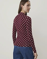 Ann Taylor Polka Dot V-Neck Top Purest Plum Women's