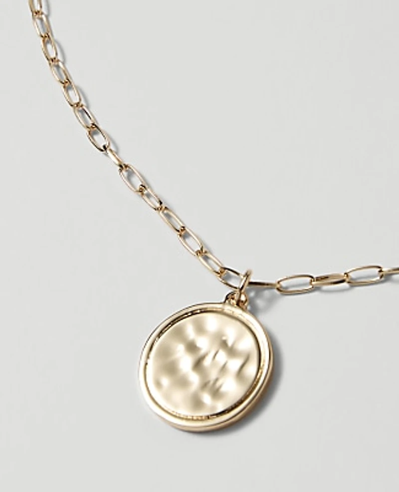 Ann Taylor Textured Pendant Necklace Goldtone Women's