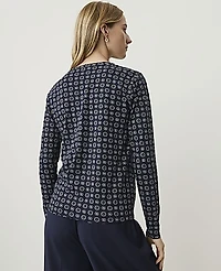 Ann Taylor Printed Crew Neck Top Night Sky Women's