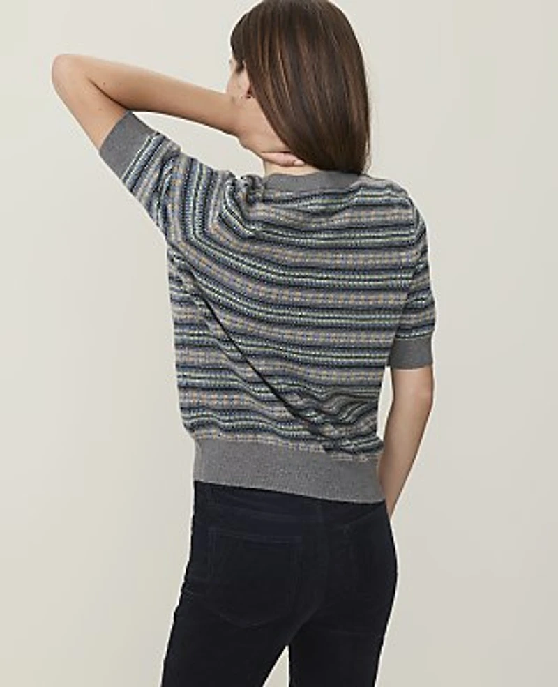 Ann Taylor Weekend Fairisle Modern Sweater T-Shirt Night Sky Women's