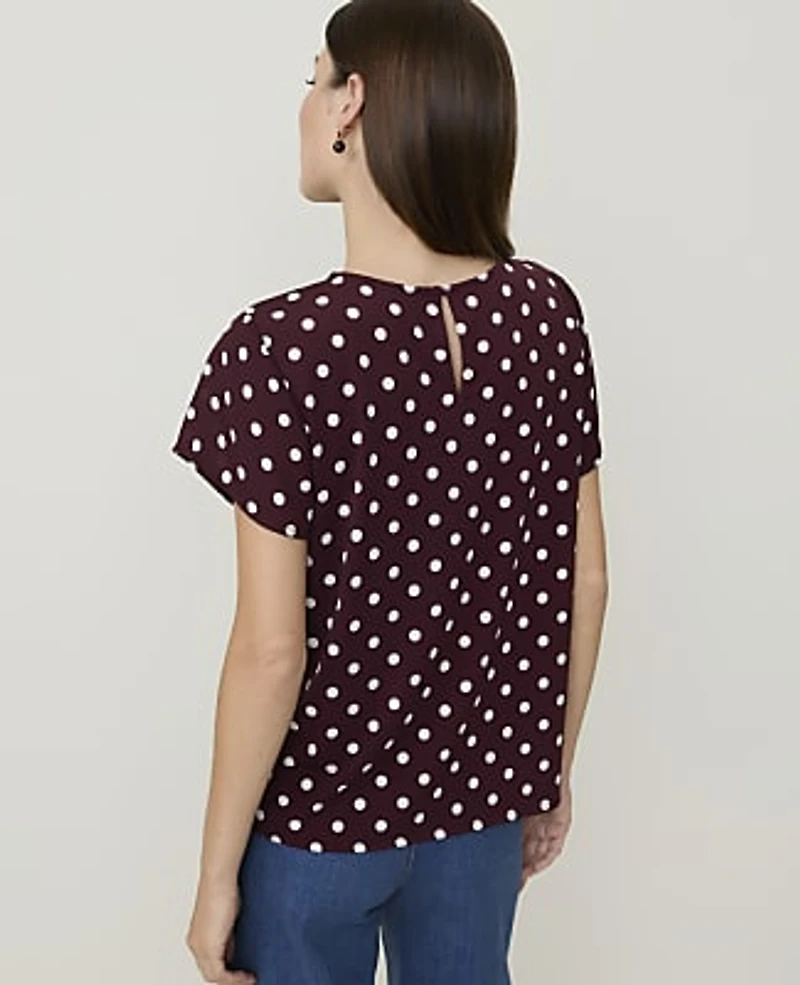 Ann Taylor Polka Dot T-Shirt Purest Plum Women's