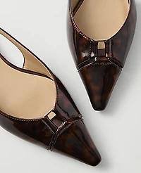 Ann Taylor Hardware Cutout Slingback Flat Cognac Women's
