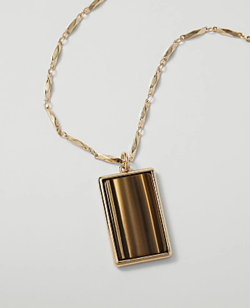 Ann Taylor Topaz Pendant Necklace Goldtone Women's