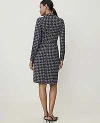 Ann Taylor Petite Geo Print Collared Wrap Midi Dress Night Sky Women's