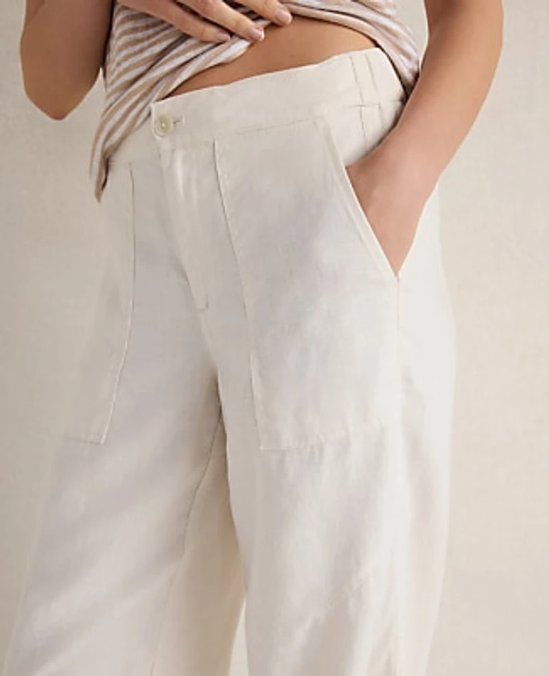 Ann Taylor Haven Well Within Heavyweight Linen Wide Leg Pants Ivory Women's