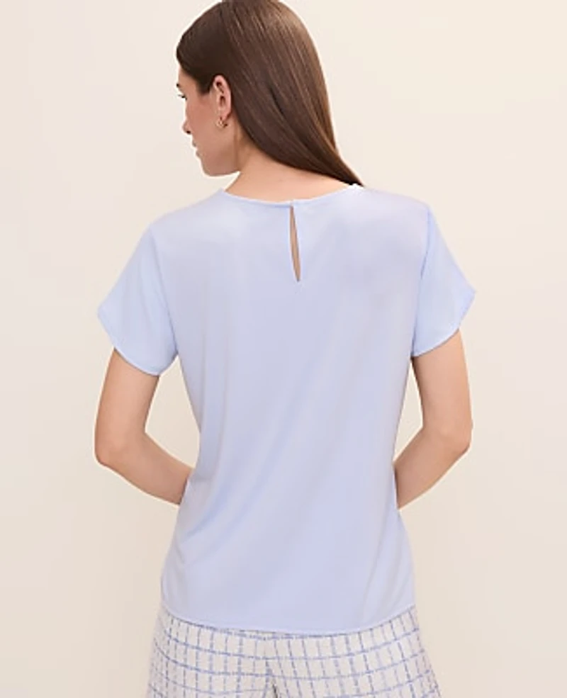 Ann Taylor Petite Mixed Media Crew Neck T-Shirt Women's