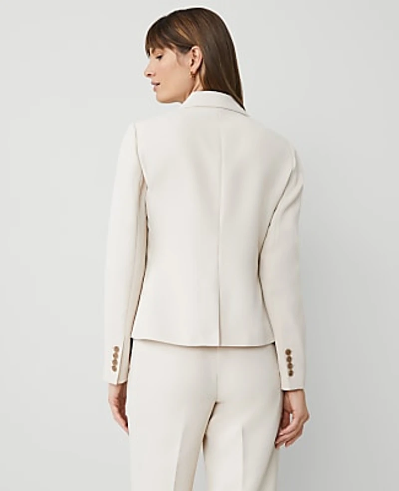 Ann Taylor The Shorter Single Button Blazer Fluid Crepe Ivory Whisper Women's