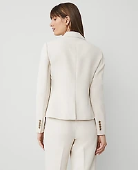 Ann Taylor The Shorter Single Button Blazer Fluid Crepe Ivory Whisper Women's