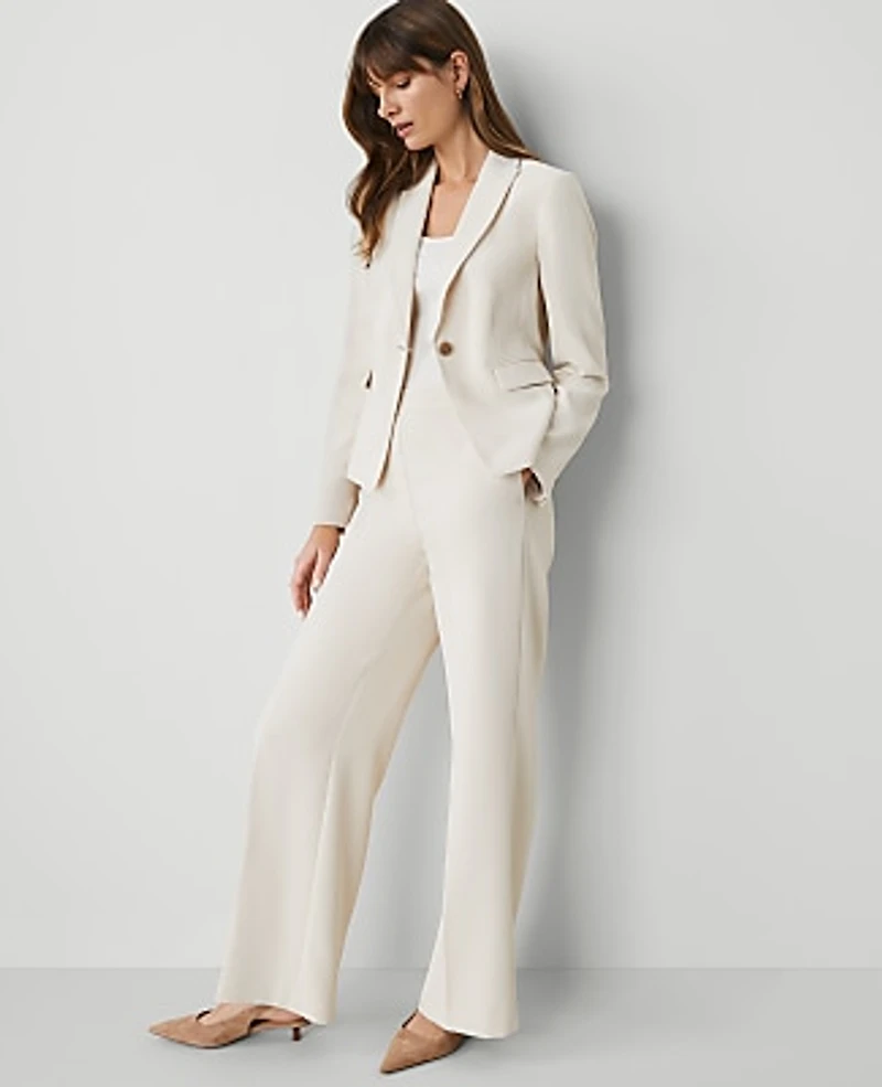 Ann Taylor The Shorter Single Button Blazer Fluid Crepe Ivory Whisper Women's
