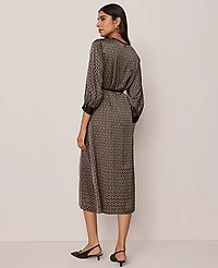 Ann Taylor Chain Link Print Midi Dress Size 2 Black Women's