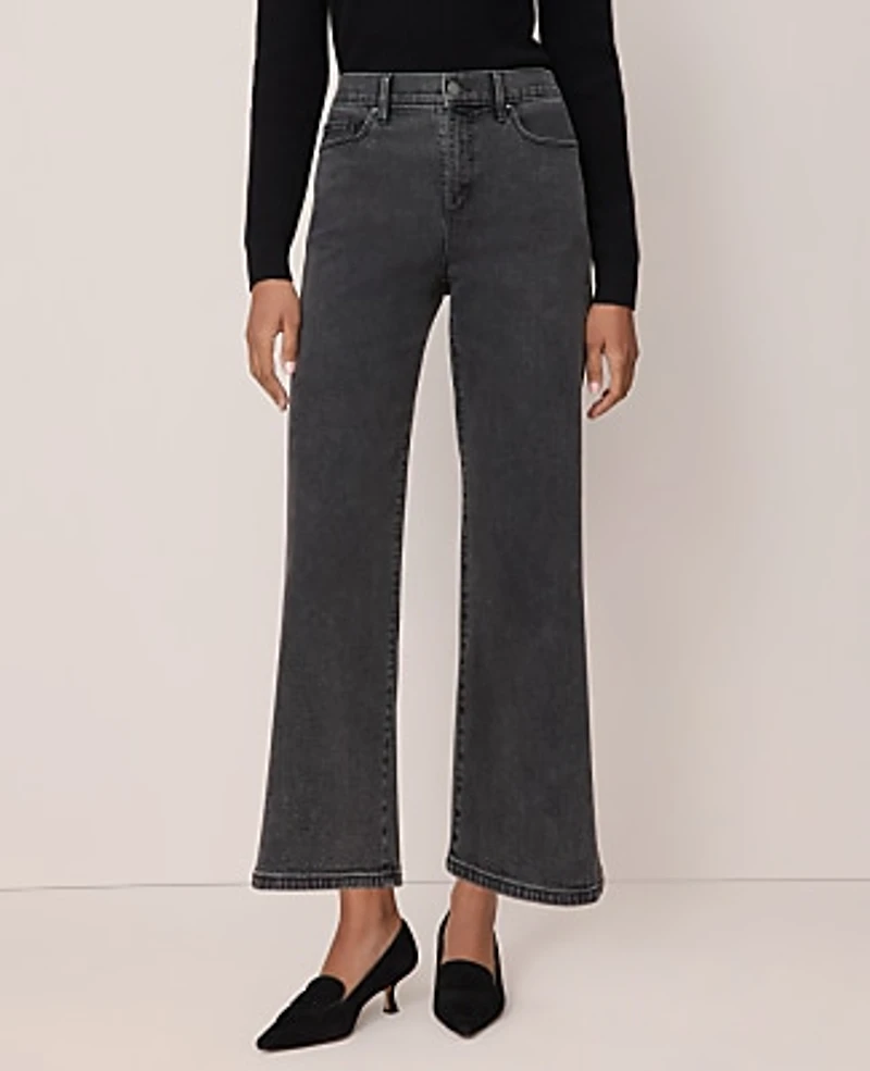 Ann Taylor The Wide-Leg Crop Jean Faded Black Wash Women's