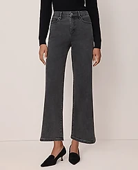 Ann Taylor The Wide-Leg Crop Jean Faded Black Wash Women's