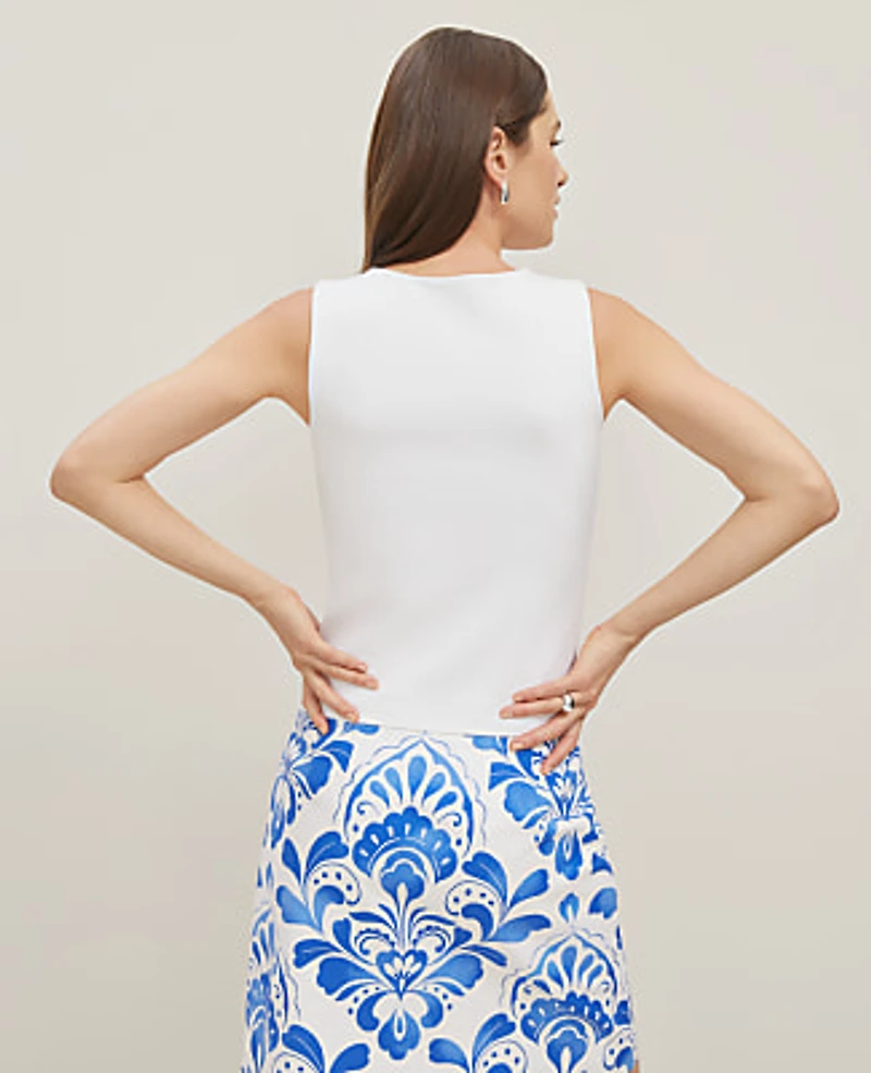 Ann Taylor Crew Neck Shell Top White Women's