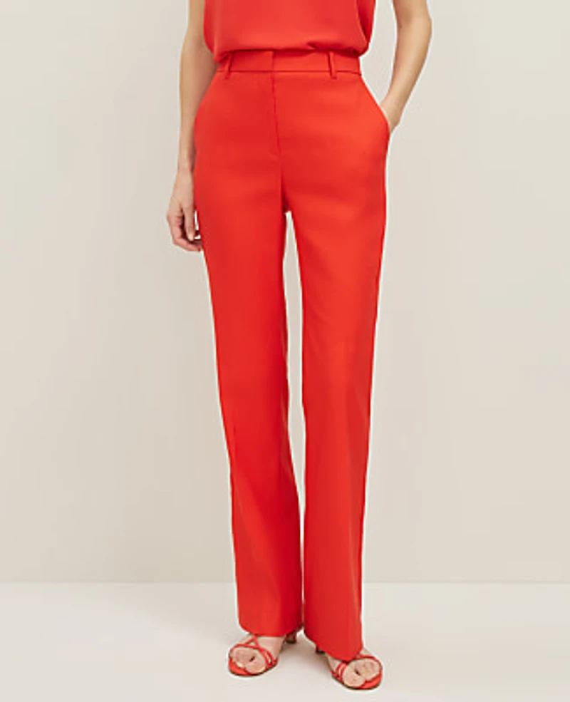 Ann Taylor The Trouser Linen Blend Fiery Red Women's