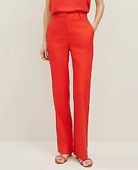 Ann Taylor The Trouser Linen Blend Fiery Red Women's