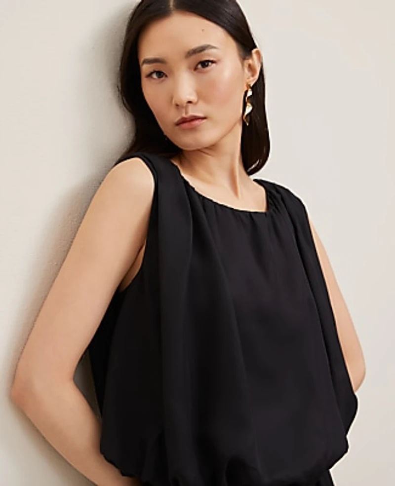 Ann Taylor Bubble Hem Tank Top Size XL Black Women's