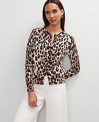 Ann Taylor Animal Print Ann Cardigan Size Small _Black Women's