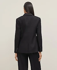 Ann Taylor The Notched Two Button Fitted Blazer Linen Blend Black Women's