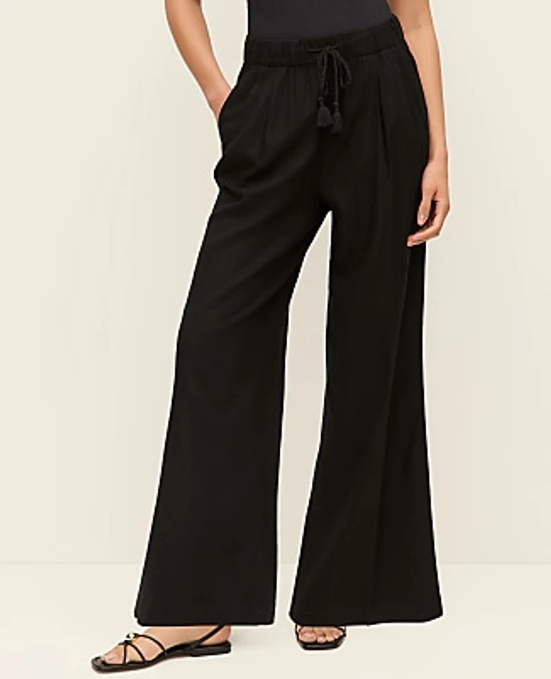 Ann Taylor Weekend Easy Fit Wide-Leg Pant Linen Blend Women's