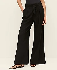 Ann Taylor Weekend Easy Fit Wide-Leg Pant Linen Blend Women's