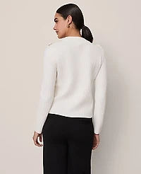 Ann Taylor Ribbed Pocket Sweater Winter White Women's