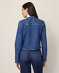 Ann Taylor Weekend Crew Neck Denim Jacket Size XS Classic Indigo Wash Women's