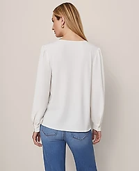 Ann Taylor Lace Trim Top Size Large Winter White Women's