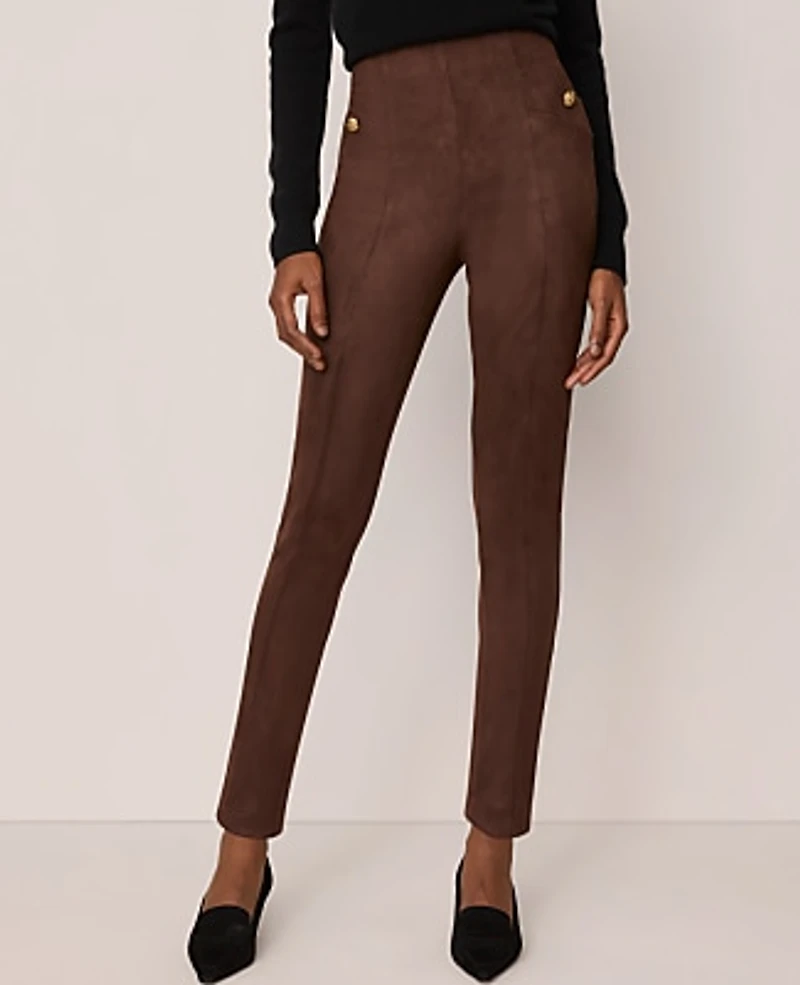 Ann Taylor The Polished Legging Faux Suede Dark Brown Women's