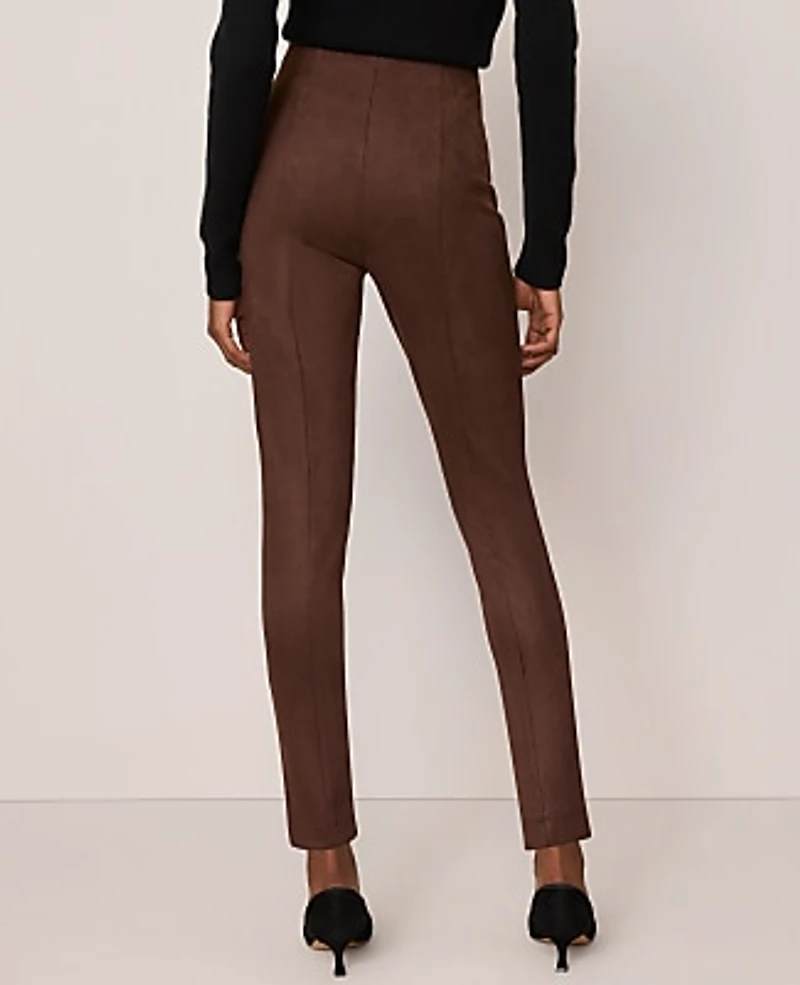 Ann Taylor The Polished Legging Faux Suede Dark Brown Women's