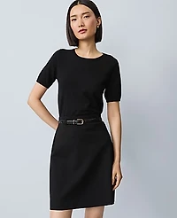 Ann Taylor Ponte Belted A-Line Skirt Size 14 Black Women's
