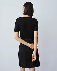 Ann Taylor Ponte Belted A-Line Skirt Size 14 Black Women's
