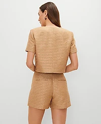 Ann Taylor Metallic Tweed Jacket Size 14 Karat Gold Metallic Women's