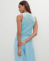 Ann Taylor Open Stitch Sweater Shell Top Gulf Stream Blue Women's