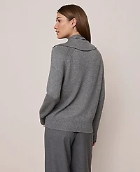 Ann Taylor Weekend Layered Mock Neck Sweater Size Large Medium Heather Grey Women's