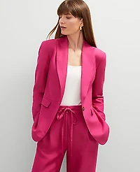Ann Taylor Studio Collection Single Button Fitted Long Blazer Bright Petunia Women's